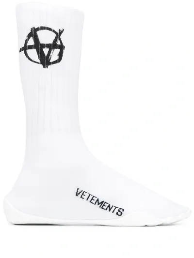 Vetements Logo-print Sock Sneakers In White