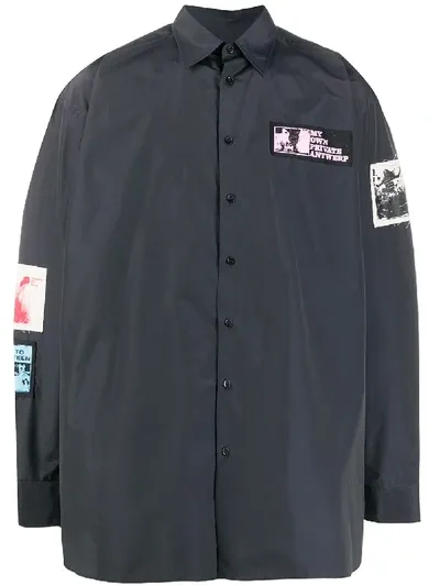 Raf Simons Patch Detail Oversized Shirt In Black