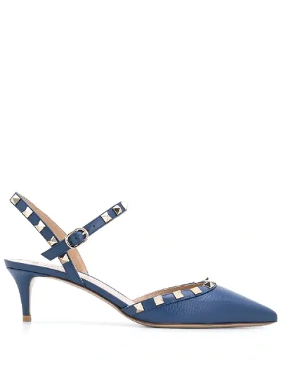 Valentino Garavani 'rockstud' Slingback-pumps In Blue