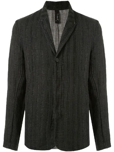 Transit Zip Up Striped Pattern Blazer In Black