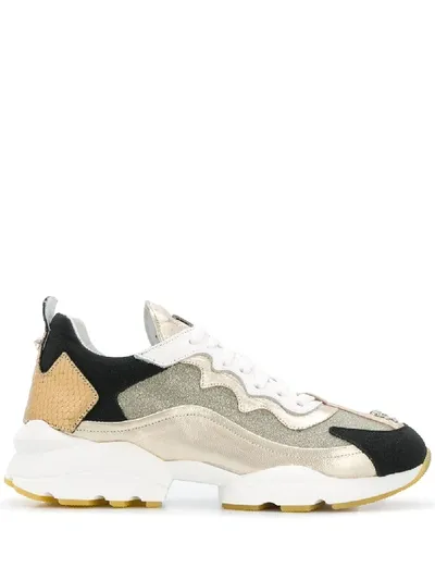 Philipp Plein Colour-block Sneakers In Gold