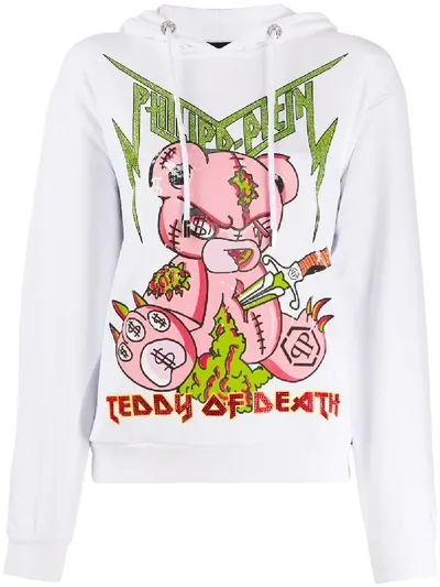 Philipp Plein Teddy Of Death Hoodie In White