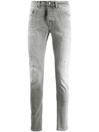 Frankie Morello Distressed Low-rise Skinny Jeans In Grey