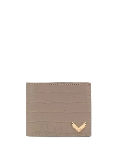 Manokhi Crocodile-effect Wallet In Neutrals