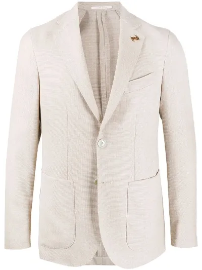 Pal Zileri Logo Plaque Blazer In Neutrals