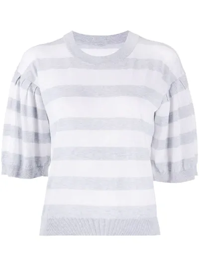 Malo Striped Knitted Top In Grey