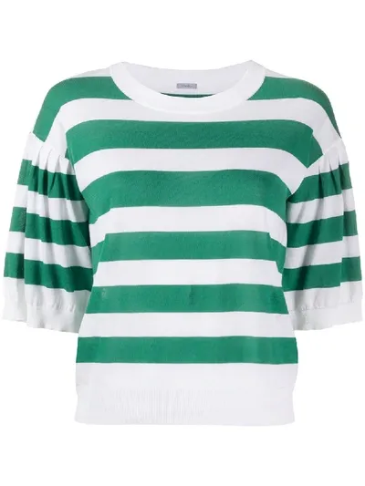 Malo Striped Short-sleeve T-shirt In Green