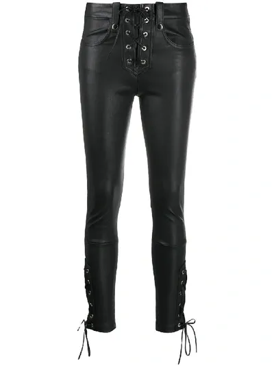 Manokhi Lace-up Skinny Trousers In Black