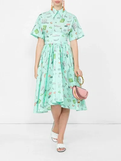 Olympia Le-tan Mint Kawabata Dress Green