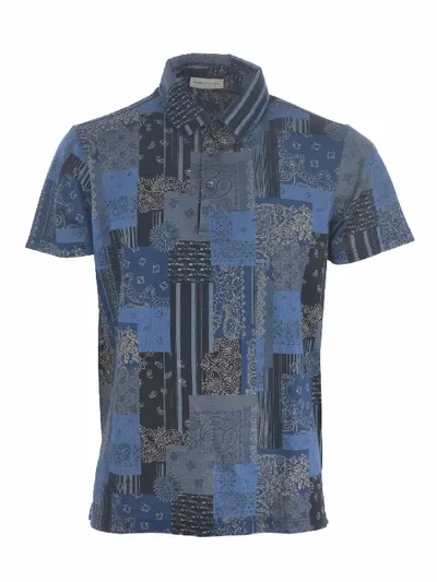 Etro Short Sleeve Patchwork Paisley Polo Shirt In Blu/azzurro