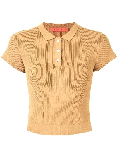 Manning Cartell Ribbed Polo Top In Brown