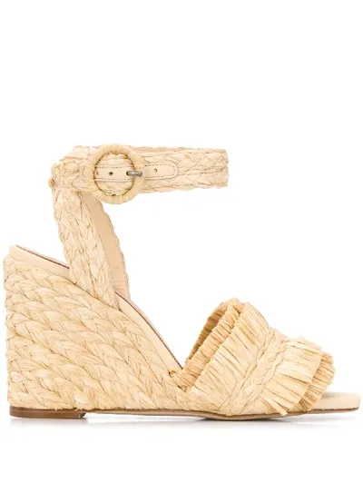 Paloma Barceló Marion 95mm Wedge Sandals In Neutrals