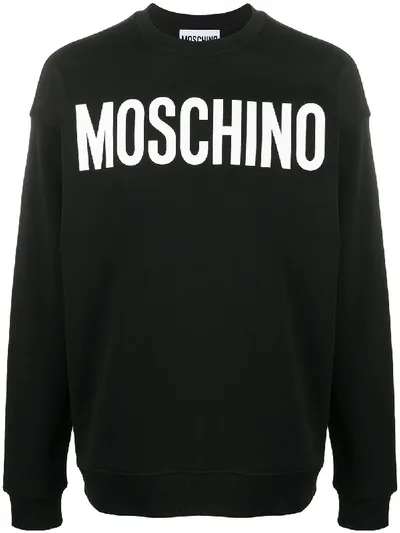 Moschino Logo Print Crew Neck Sweatshirt In Black