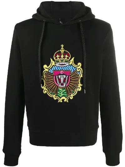 Neil Barrett Embroidered Crest Hoodie In Black