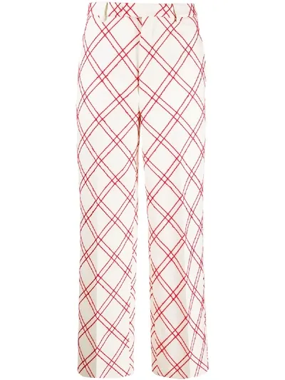 Giambattista Valli Geometric-print Flared Trousers In White