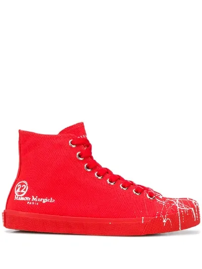 Maison Margiela Tabi Lace-up Sneakers In Red