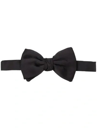 Giorgio Armani Metallic Dot Print Silk Bow Tie In Black