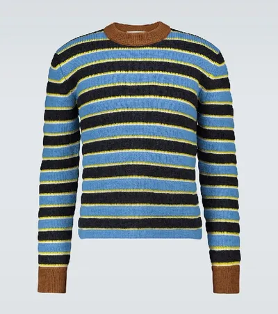 Lanvin Knitted Striped Sweater In Light Blue