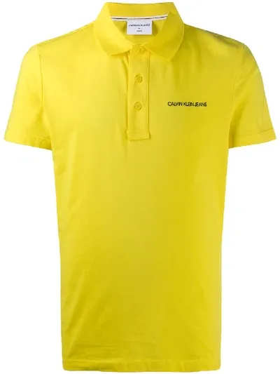 Calvin Klein Jeans Est.1978 Embroidered Logo Shortsleeved Polo Shirt In Yellow