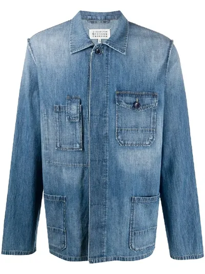 Maison Margiela Concealed Fastening Denim Shirt In Blue