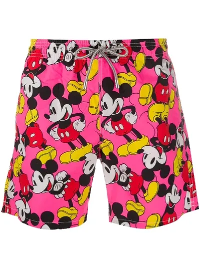 Mc2 Saint Barth Mickey Print Swim Shorts In Pink