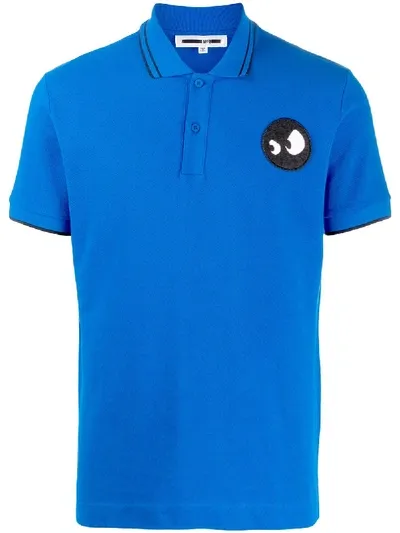 Mcq By Alexander Mcqueen Embroidered Patch Polo Shirt In Blue