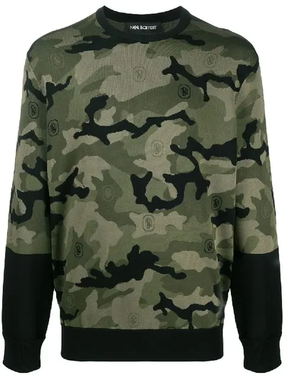 Neil Barrett Camouflage-pattern Logo-detail Sweatshirt In Green