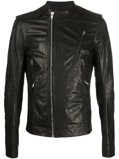 Rick Owens Zipped Biker Jacket In Black