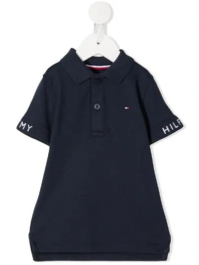 Tommy Hilfiger Junior Babies' Embroidered Logo Asymmetric Hem Polo Shirt In Blue