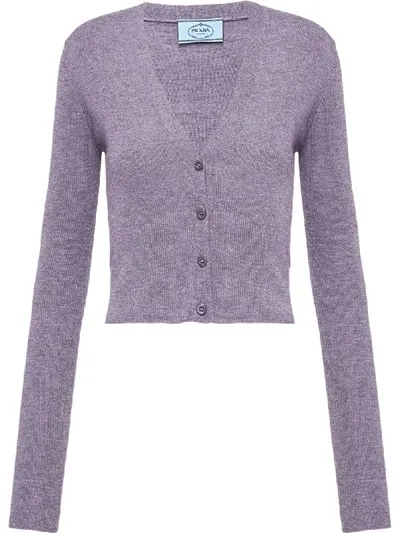 Prada Knitted Button-front Cardigan In Neutrals