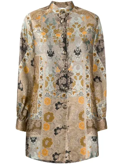 Etro Printed Blouson Coat In Yellow