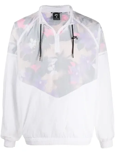 Nike Contrast Panel Drawstring Jacket In White