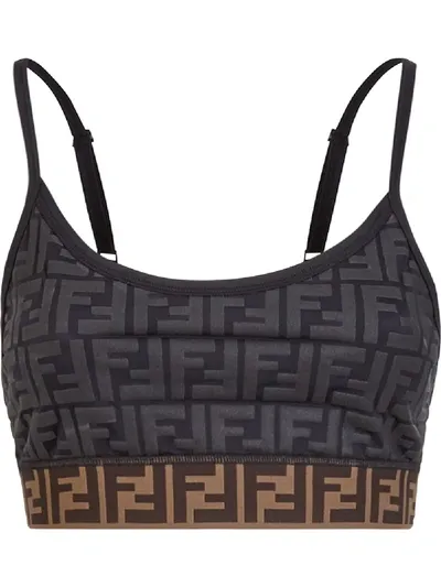 Fendi Panelled Ff Motif Top In Black