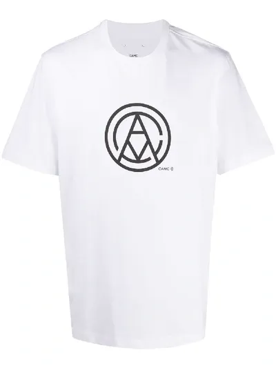 Oamc Mono Graphic-print Cotton T-shirt In White