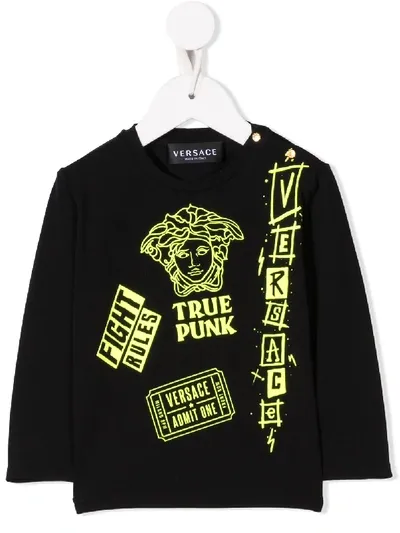 Young Versace Babies' Medusa Head Logo Sweatshirt In Black