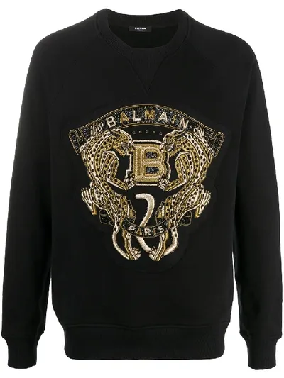 Balmain Logo Print Sweatshirt In Black