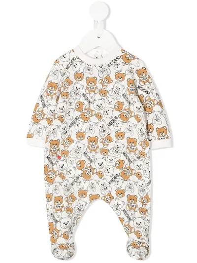 Moschino Babies' Bear Print Romper In White