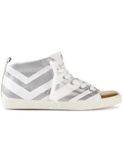 Leather Crown High-top-sneakers Mit Schnürsenkeln In White