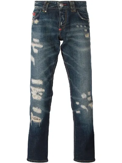 Philipp Plein Jeans Mit Geradem Bein Und Distressed-optik In Blue