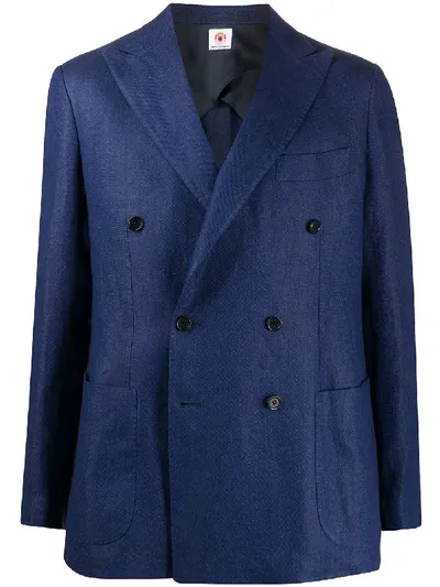 Borrelli Double Breasted Blazer In Blue