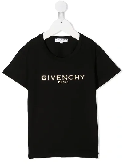 Givenchy Kids' Cracked Logo Print T-shirt In Black