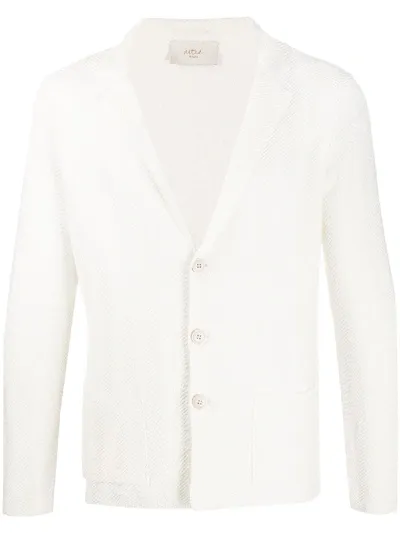 Altea Chevron-woven Knitted Cardigan In White