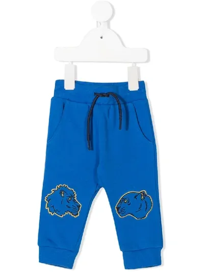 Kenzo Babies' Lion Tiger Patch Trousers In Blue