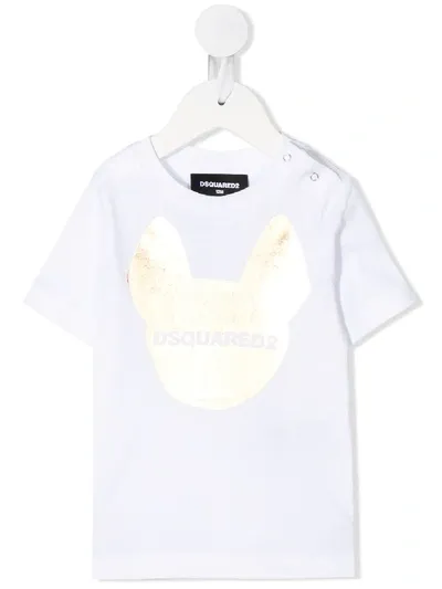 Dsquared2 Babies' Dog Logo Print T-shirt In White