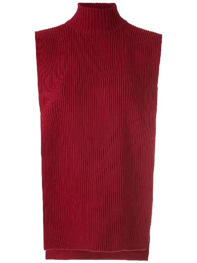 Gloria Coelho Turtle Neck Knit Vest In Red