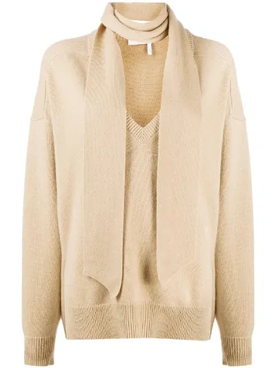 Chloé Neck-tie Jumper In Nude