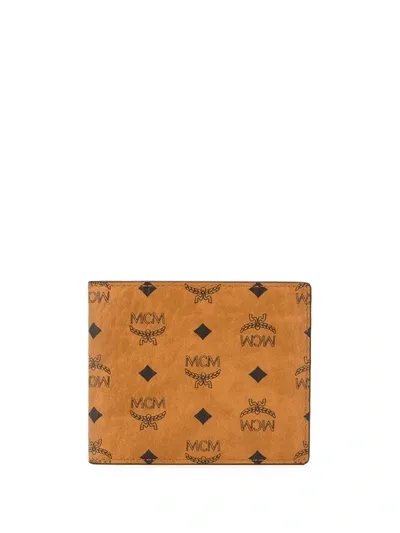 Mcm Visetos Original Coated Canvas Bifold Wallet In Cognac