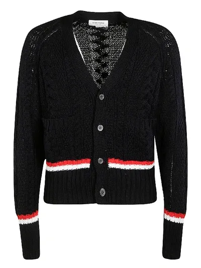 Thom Browne Raglan Sleeve Classic Cardigan In Navy