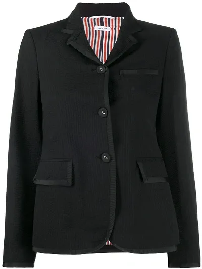 Thom Browne Seersucker Wool Blazer In Black