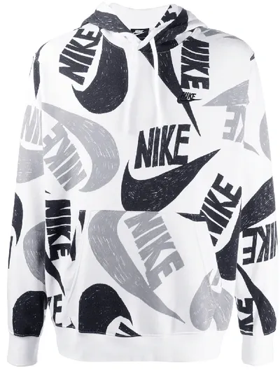 Nike Club Logo-print Hoodie In White